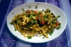 Strozzapreti con coda di rospo, pomodorini e melanzane