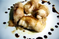 Bocconcini di coda di rospo con Lardo di Colonnata ed Aceto Balsamico